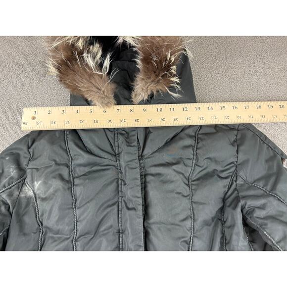 Post Card Women's Medium Black Hooded Fur Trim Puffer Coat - Picture 6 of 16